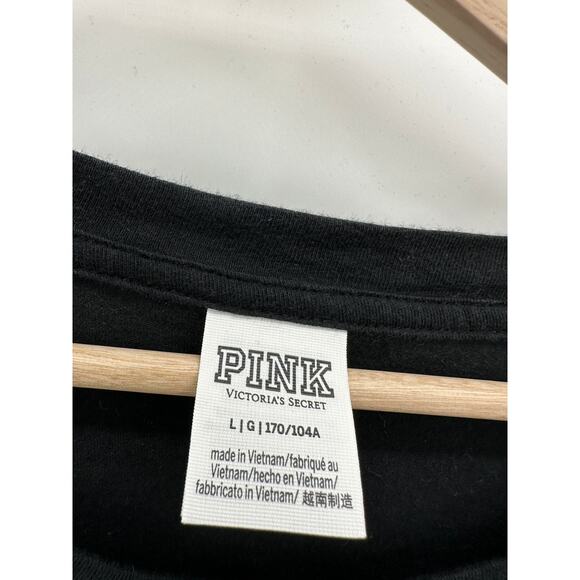 Victoria's Secret PINK Black Short Sleeve Pocket Tee Shirt Women's Size Large L - Picture 4 of 6